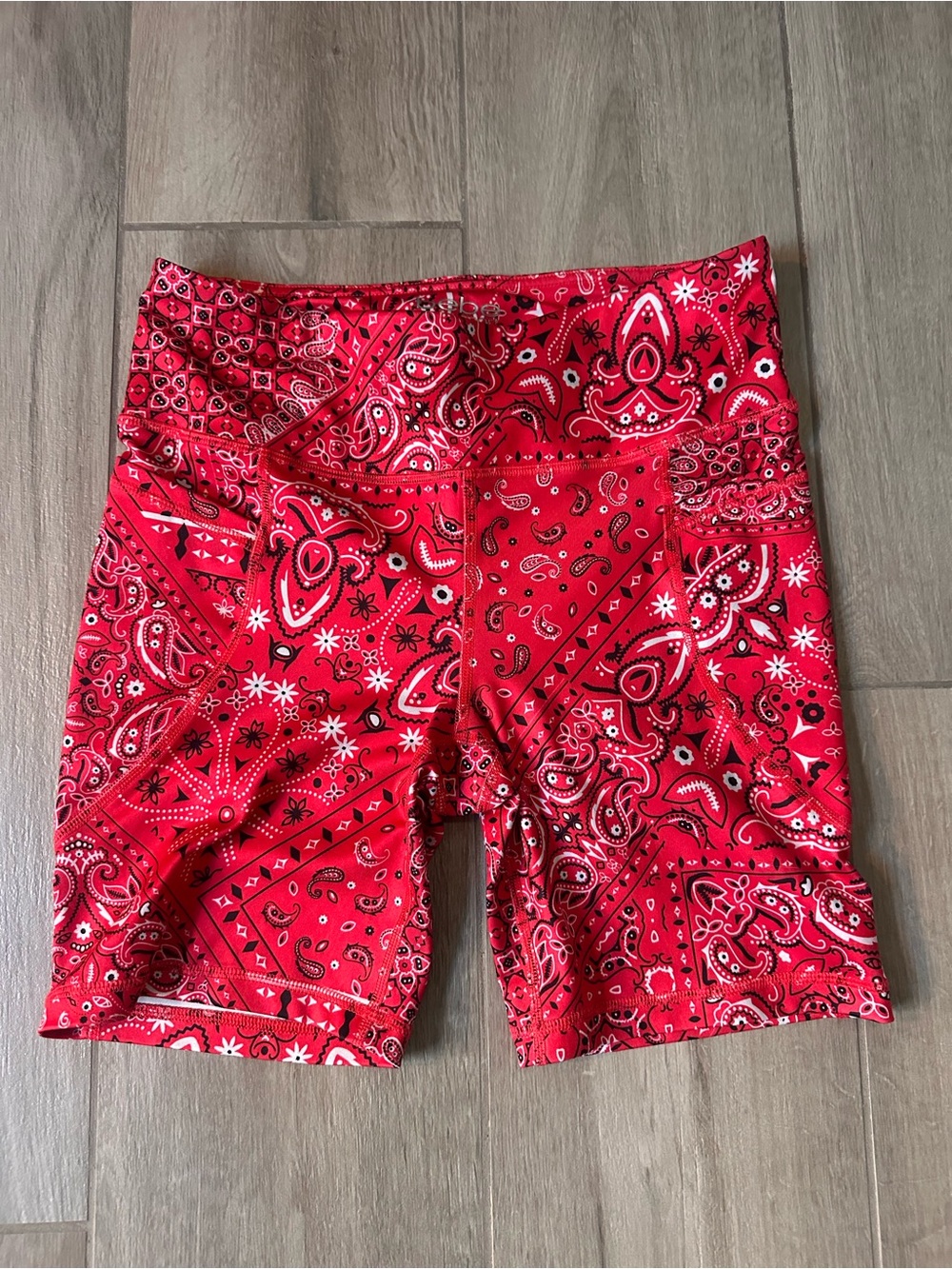 bebe Red Bandana Print Bike Shorts